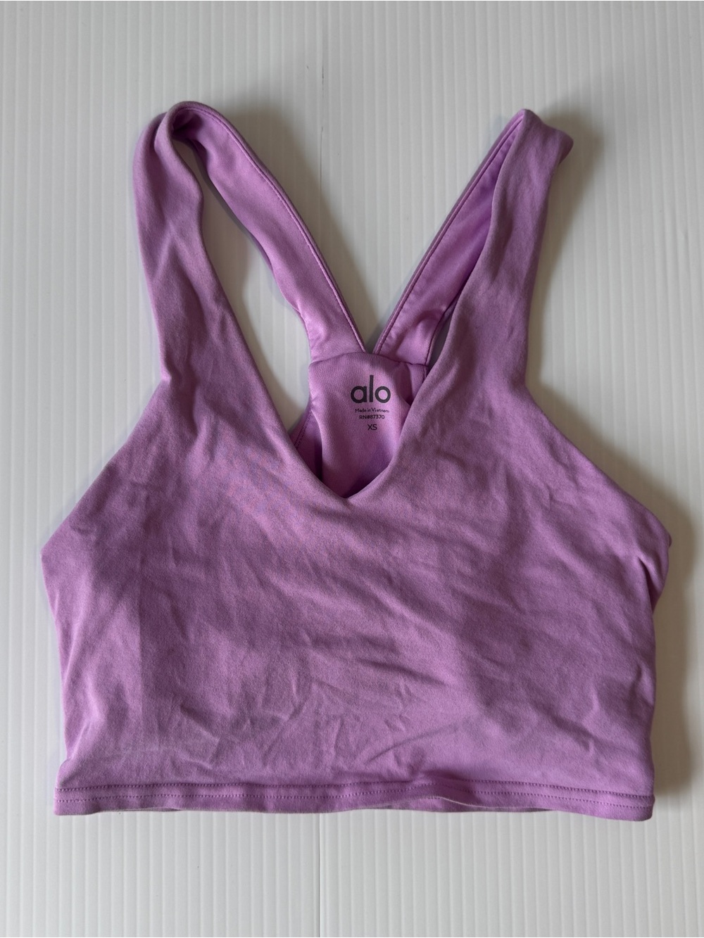 Alo Yoga Airbrush Real Bra Tank Lavender Purple Cropped Shelf Bra XS Active Top